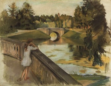 Artworks in 150 Subjects Painting - the bridge at gatchina karpin pond 1923 Russian